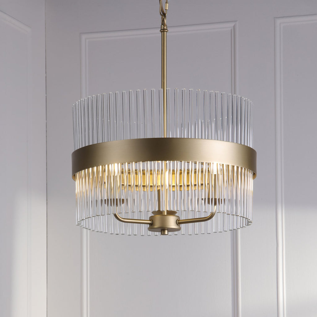 Laura Ashley Alexa 3 Light Pendant Glass and Matt Antique Brass LA3756654-Q