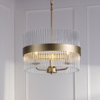 Laura Ashley Alexa 3 Light Pendant Glass and Matt Antique Brass LA3756654-Q