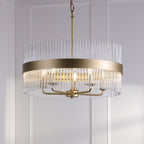 Laura Ashley Alexa 5 Light Pendant Glass and Matt Antique Brass LA3756655-Q