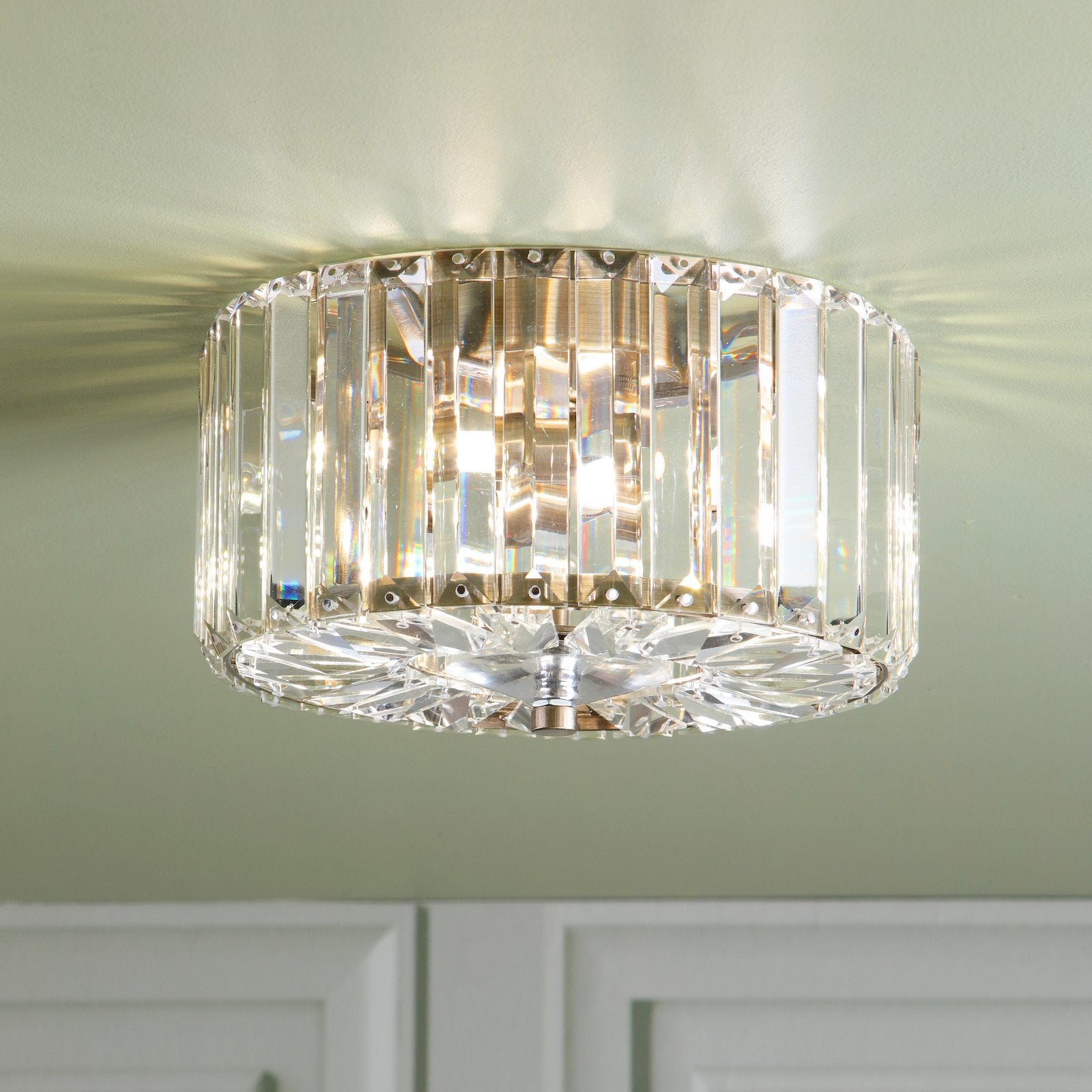 Laura Ashley Fernhurst Small 3 Light Flush Crystal and Antique Brass LA3756657-Q