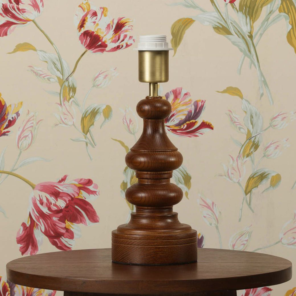 Laura Ashley Millbrook Table Lamp Dark Wood and Industrial Brass Base Only LA3756660-Q