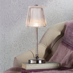 Laura Ashley Callaghan Rechargeable Table Lamp Polished Nickel and Ribbed Glass LED LA3756661-Q