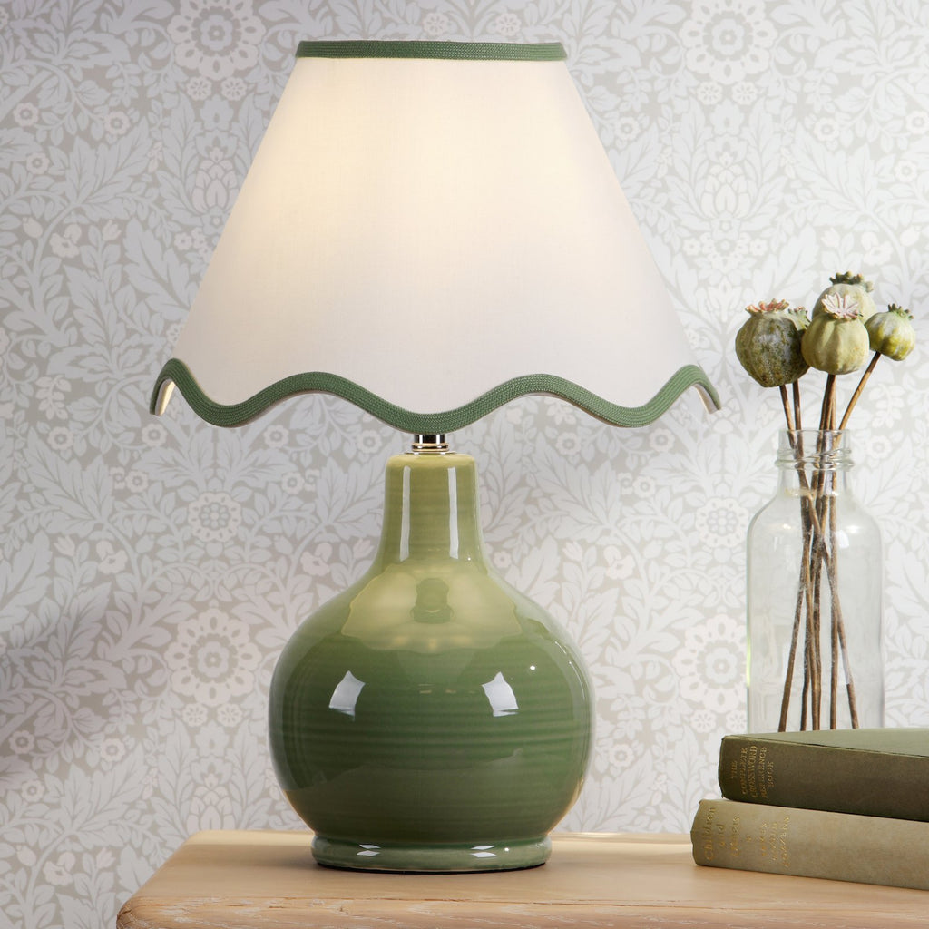 Laura Ashley Bramhope Table Lamp Green Ceramic With Shade LA3756668-Q