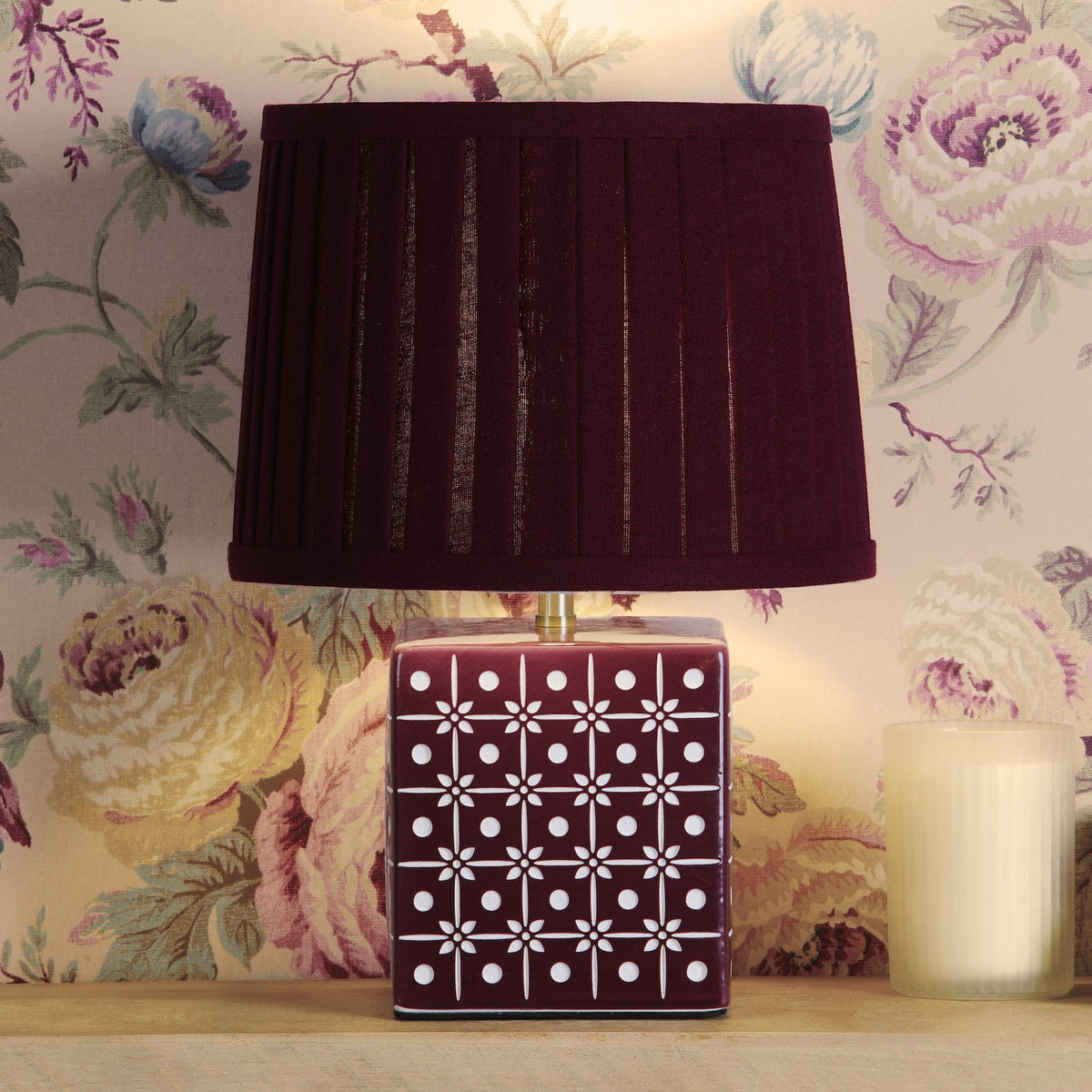 Laura Ashley Claudina Table Lamp Purple Ceramic and Antique Brass With Shade LA3756670-Q