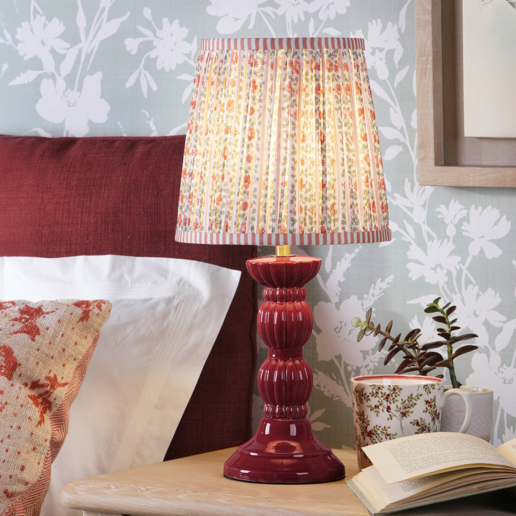 Laura Ashley Kelbrook Table Lamp Red Ceramic and Matt Antique Brass With Shade LA3756671-Q