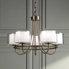 Laura Ashley Southwell 5 Light Armed Pendant Antique Brass and Opal Glass LA3756672-Q