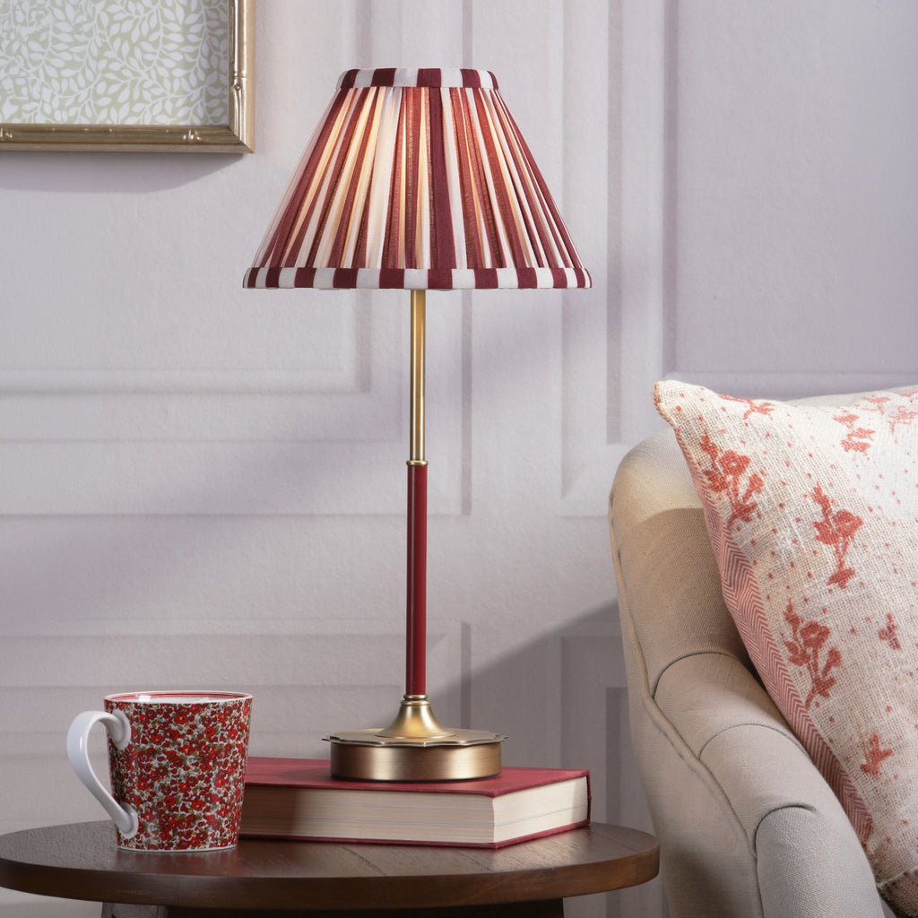 Laura Ashley Denwick Table Lamp Matt Antique Brass and Satin Red With Shade LA3756675-Q