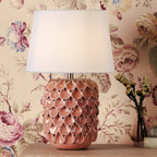 Laura Ashley Marwick Table Lamp Pink Ceramic and Brushed Silver With Shade LA3756678-Q