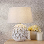 Laura Ashley Ingham Table Lamp White Ceramic and Brushed Silver With Shade LA3756679-Q