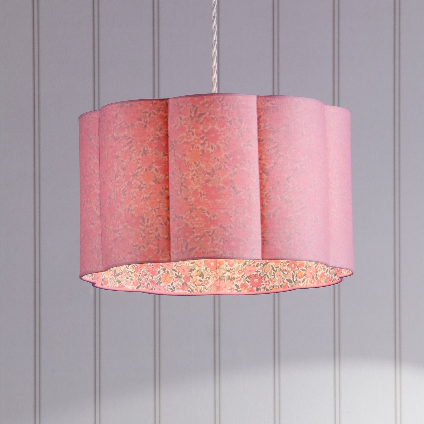 Laura Ashley Loveston Pink Cotton Scalloped Shade 38cm LA3756680-Q
