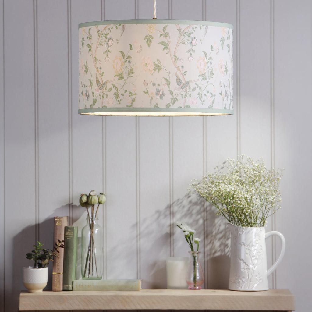 Laura Ashley Summer Palace Eau De Nil Green Cotton Drum Shade 38cm LA3756681-Q