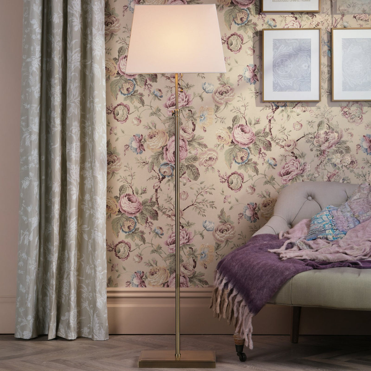 Laura Ashley Bartley Floor Lamp Antique Brass With Shade LA3756684-Q