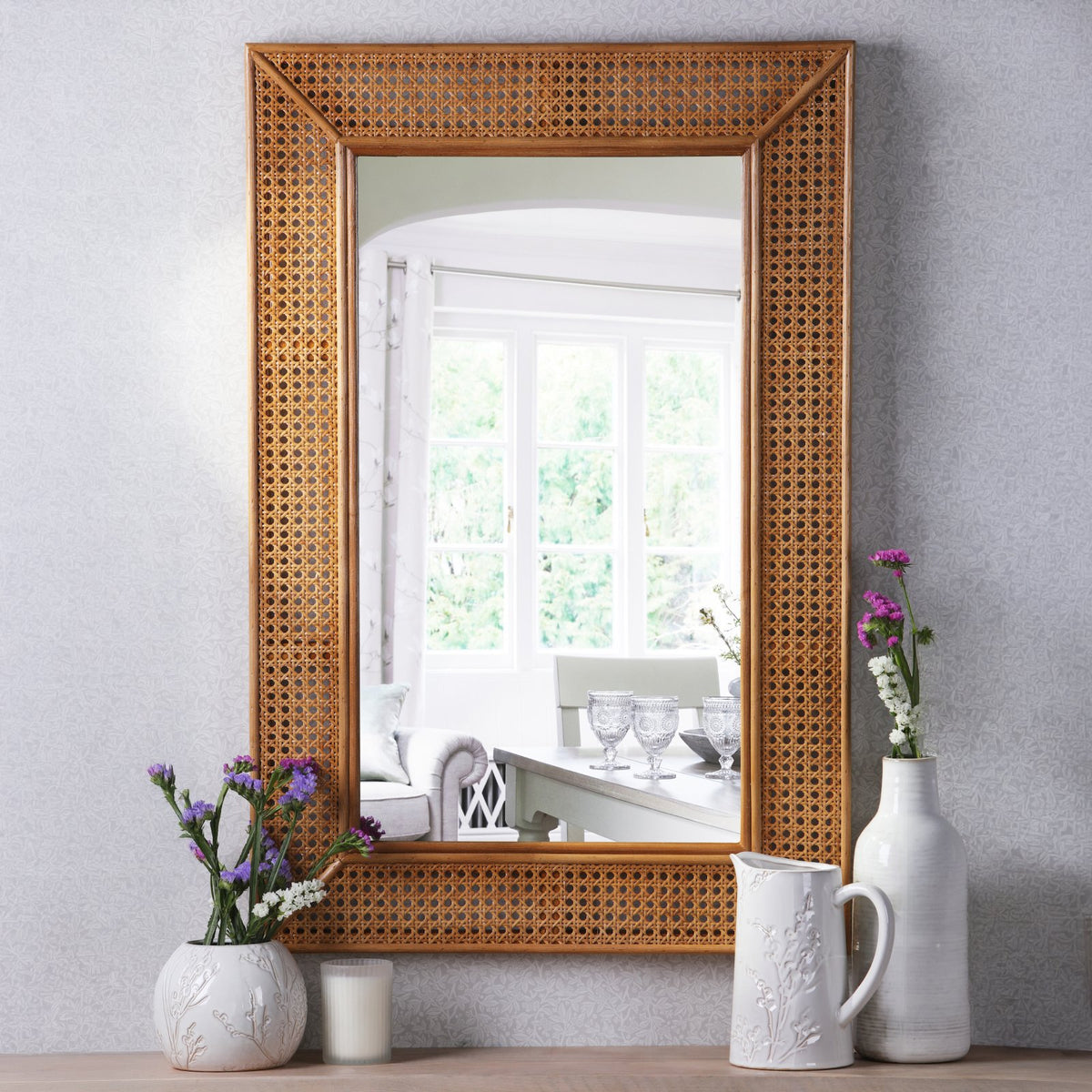 Laura Ashley Bayden Mirror Rattan 91 X 61cm LA3756689-Q