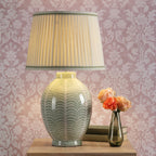 Laura Ashley Stannard Table Lamp Green Ceramic and Polished Chrome With Shade LA3756701-Q