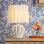 Laura Ashley Shell Table Lamp White Ceramic and Satin Chrome With Shade LA3756702-Q