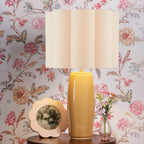 Laura Ashley Littleton Table Lamp Yellow Ceramic and Antique Brass With Shade LA3756705-Q