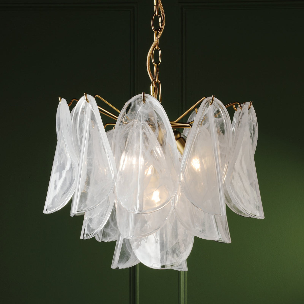 Laura Ashley Stannington 4 Light Pendant Matt Antique Brass and White Glass LA3756708-Q