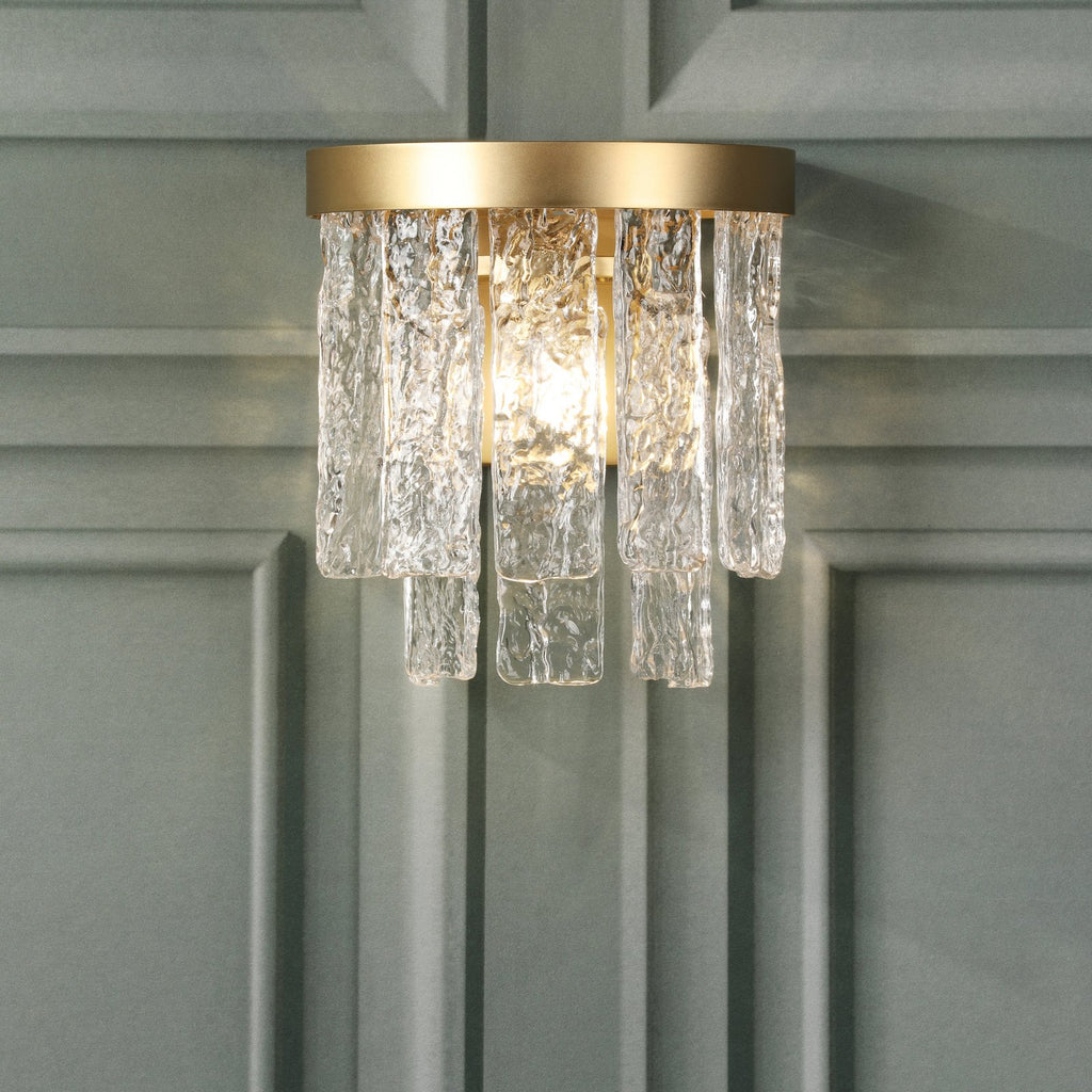 Laura Ashley Durnsford Wall Light Matt Antique Brass and Textured Glass LA3756715-Q