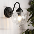 Laura Ashley Whitham Outdoor Wall Light Matt Black and Ribbed Glass IP44 LA3756721-Q