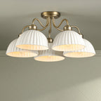 Laura Ashley Durford 5 Light Semi-Flush Matt Antique Brass and White Ceramic LA3756725-Q