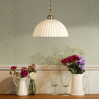 Laura Ashley Durford Large Pendant Matt Antique Brass and White LA3756726-Q