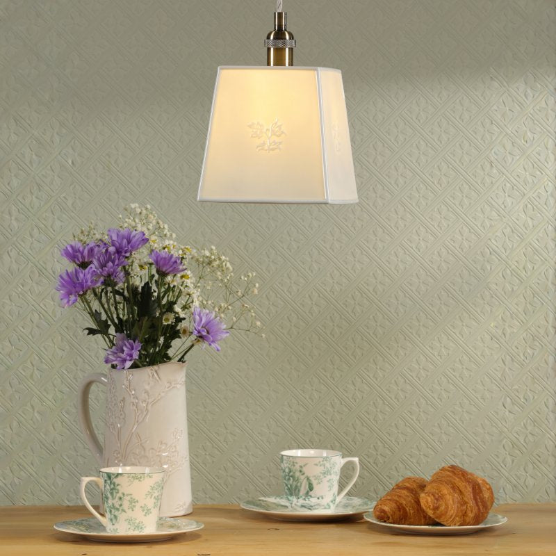 Laura Ashley Porcelain Pendant Cream and Antique Brass LA3756731-Q