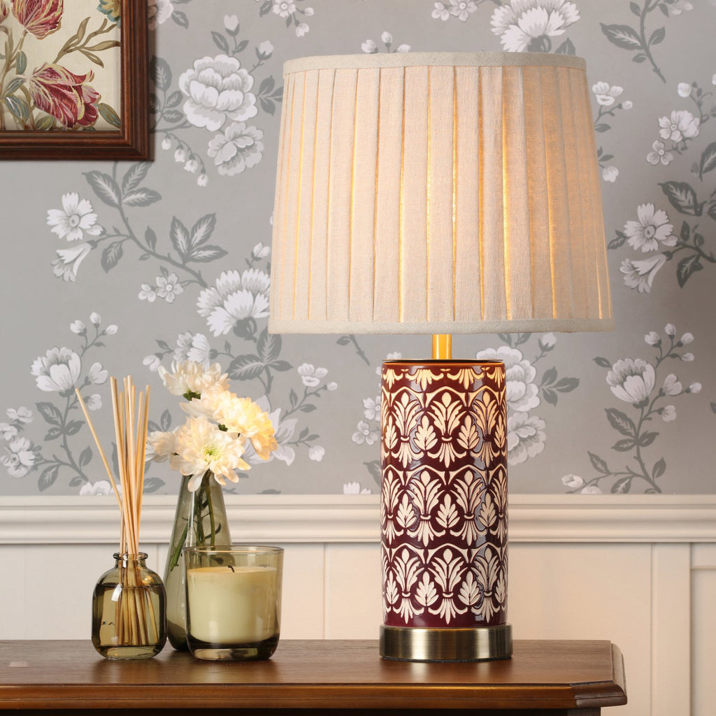 Laura Ashley Medlock Table Lamp Purple Ceramic and Antique Brass With Shade LA3756732-Q