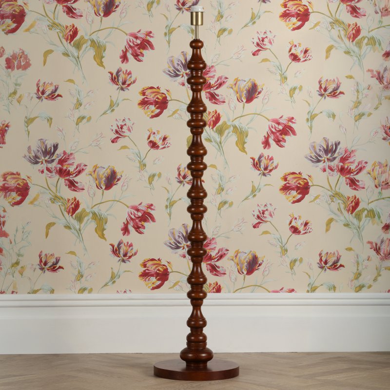 Laura Ashley Millbrook Floor Lamp Dark Wood and Industrial Brass Base Only LA3756744-Q