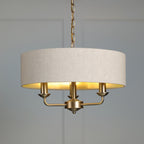 Laura Ashley Sorrento 3 Light Chandelier  Matt Antique Brass With Natural Shade LA3756751-Q
