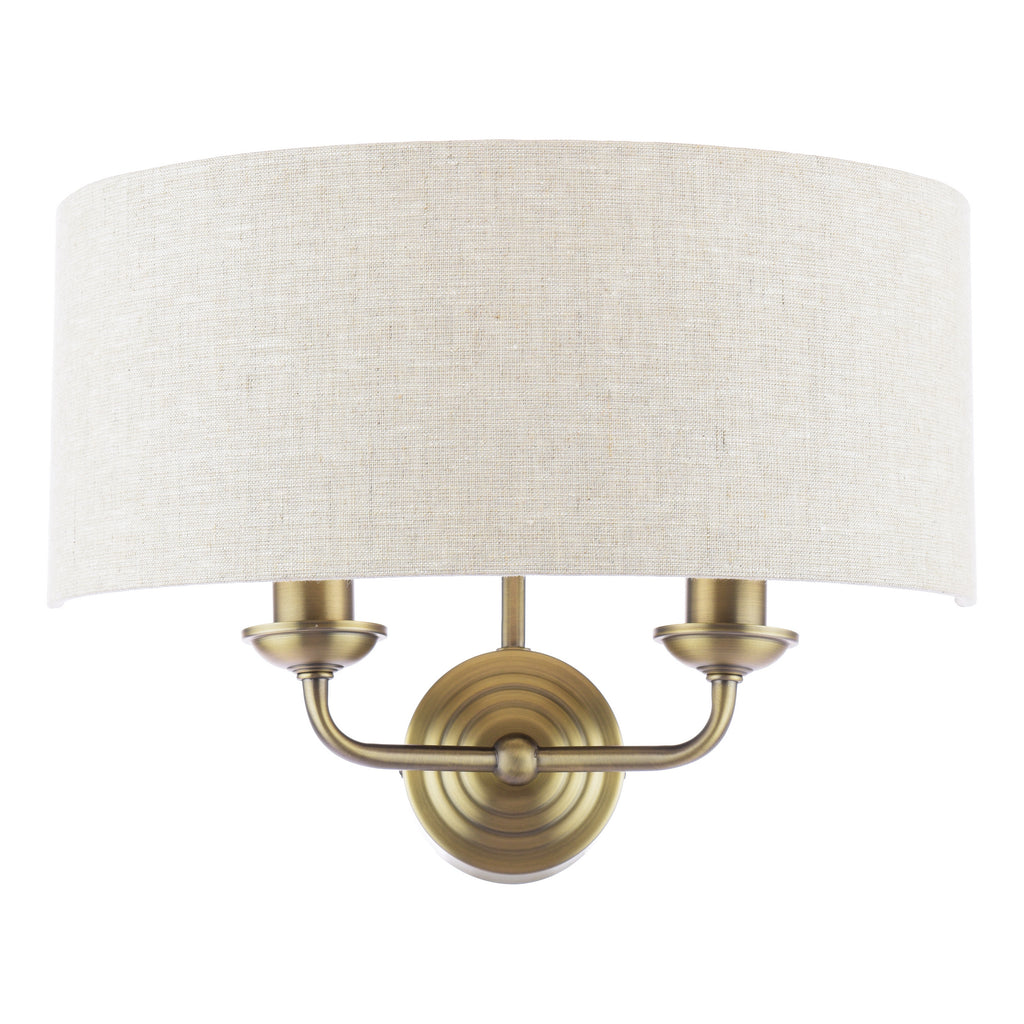 Sorrento 2 lt in Matt Antique Brass With Natural Shade LA3756753-Q