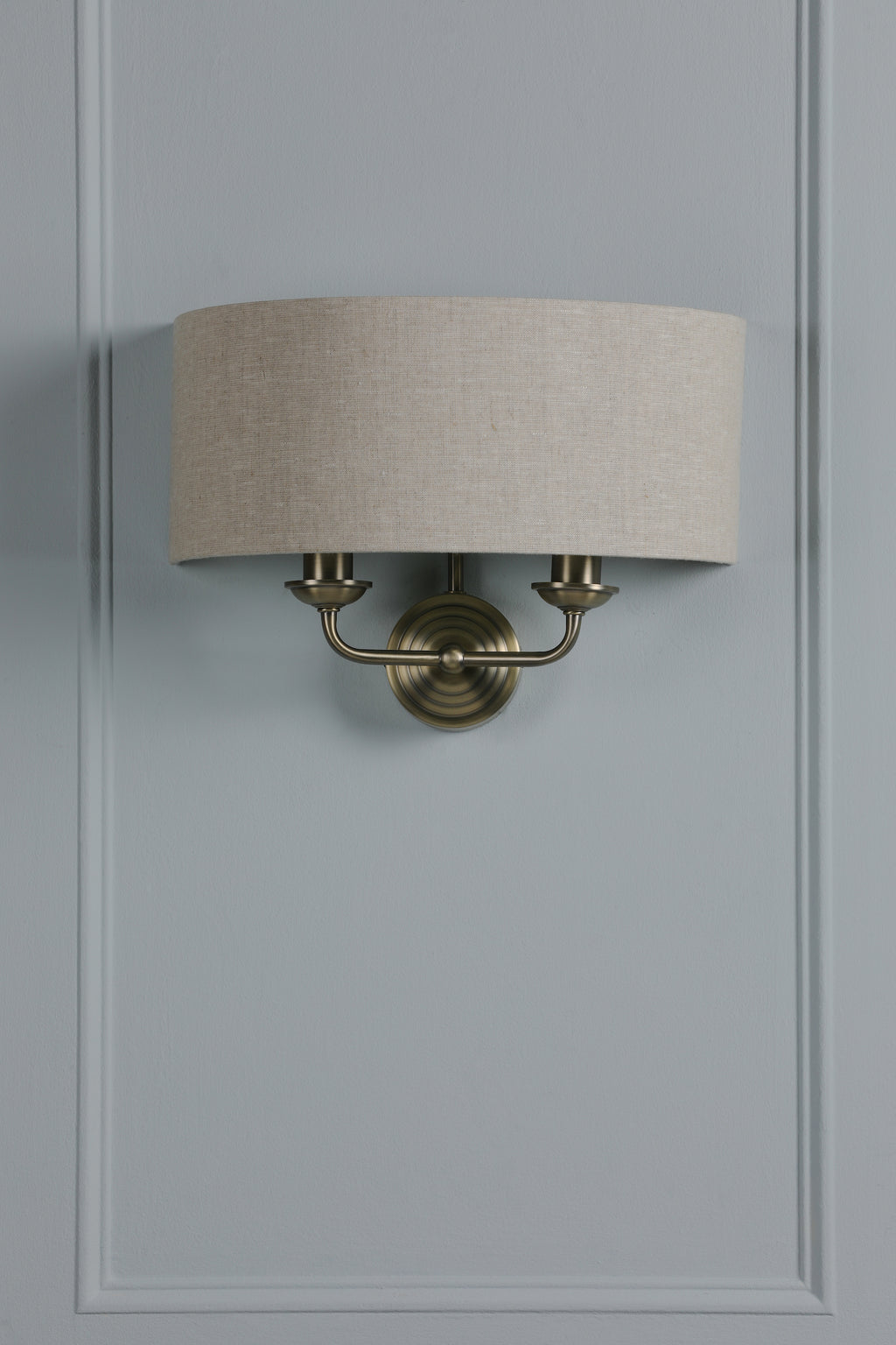 Sorrento 2 lt in Matt Antique Brass With Natural Shade LA3756753-Q
