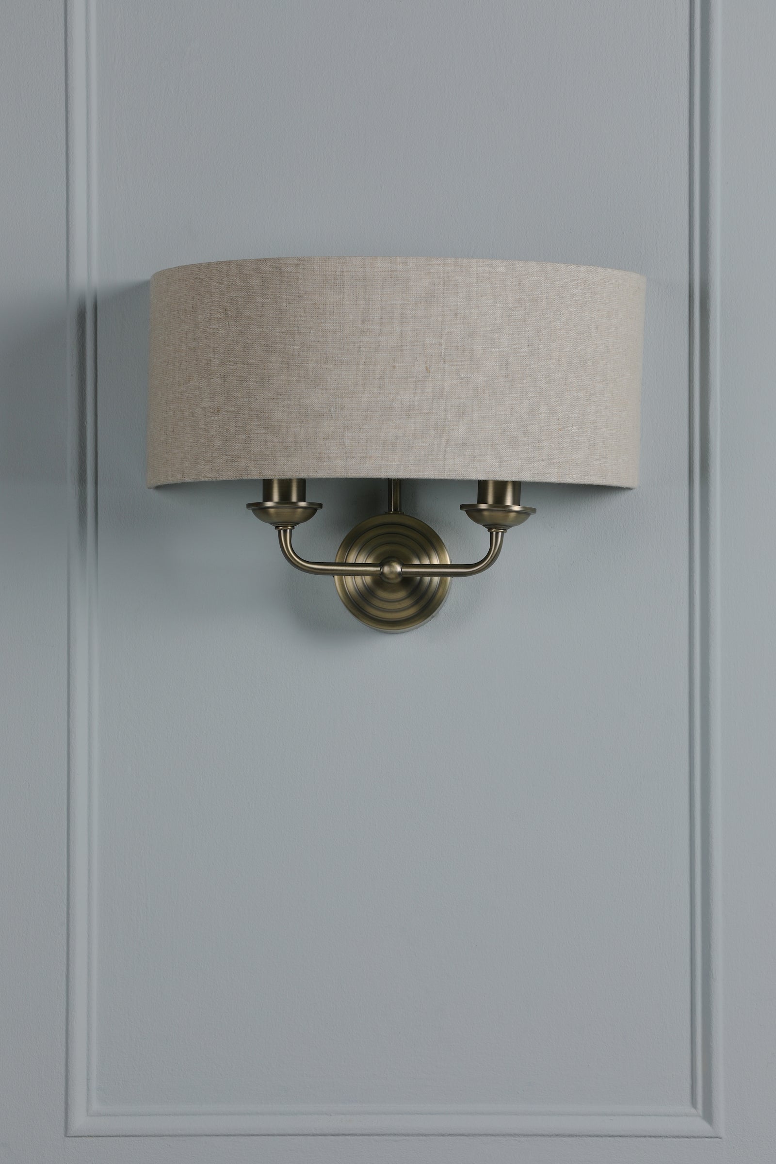 Sorrento 2 lt in Matt Antique Brass With Natural Shade LA3756753-Q