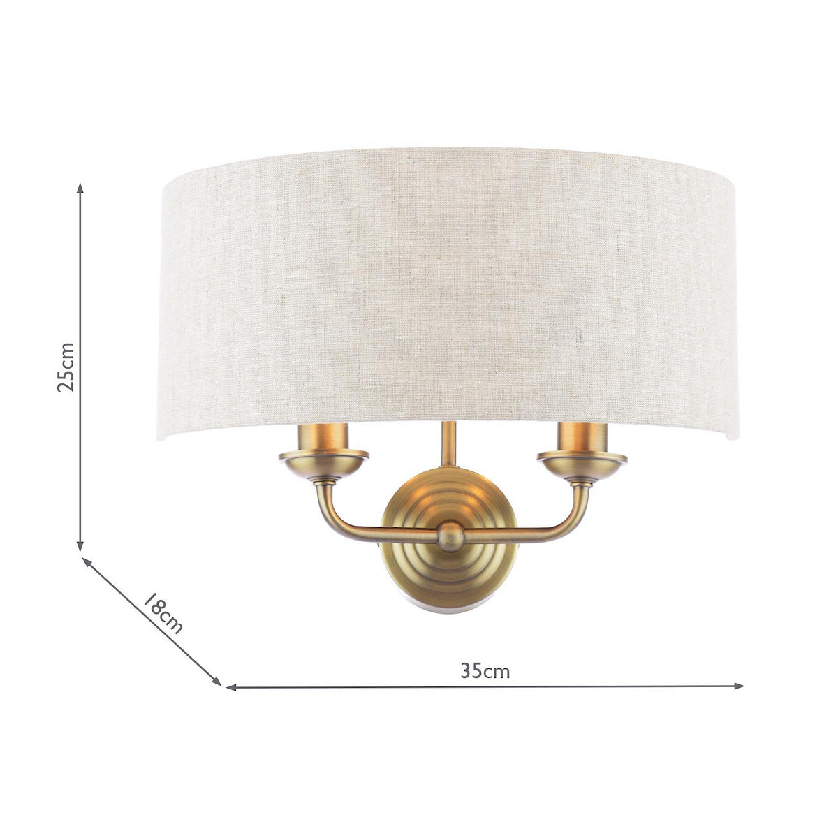 Sorrento 2 lt in Matt Antique Brass With Natural Shade LA3756753-Q