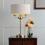 Laura Ashley Sorrento 3 Light Table Lamp Matt Antique Brass With Natural Shade LA3756754-Q