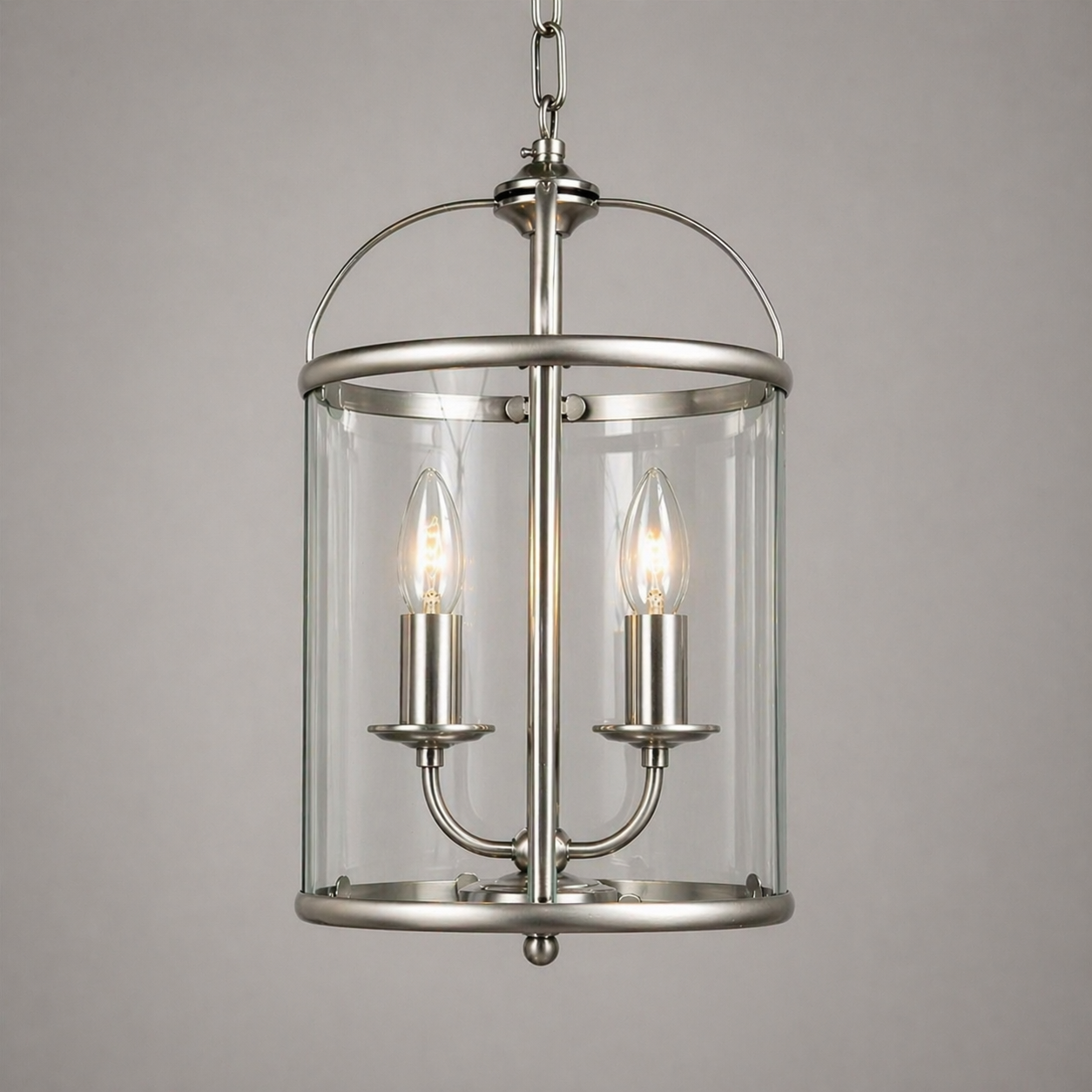 Orly Classic 2 Light Ceiling Lantern In Satin Nickel Finish LG77132/SN