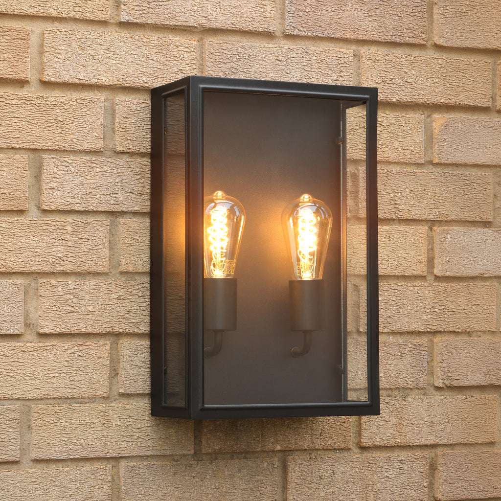 Dar Wisebuys Mazin 2 Light Outdoor Wall Light In Black IP44 MAZ5022