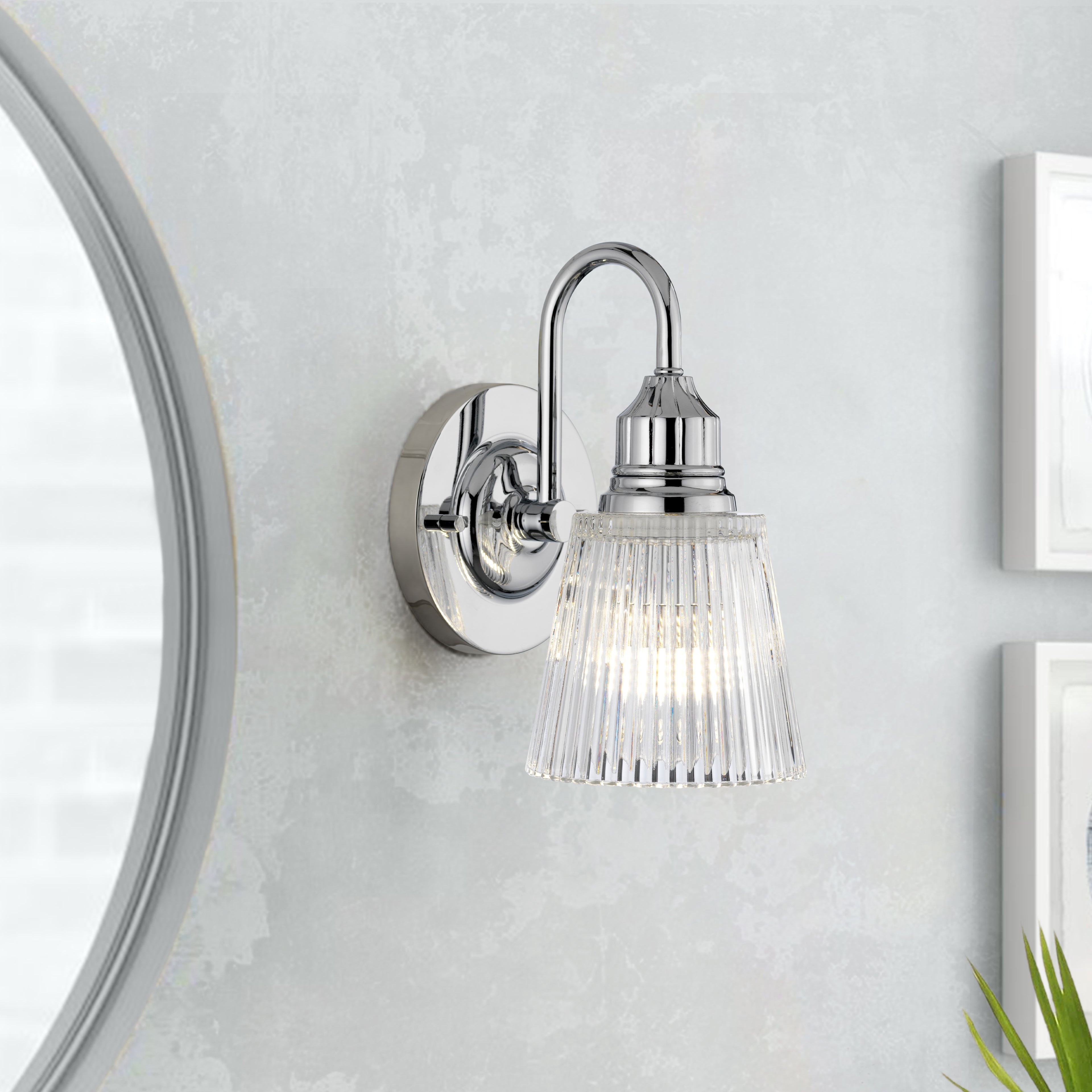 Addison 1 Light Wall Light In Polished Chrome Finish IP44 QN-ADDISON1-BATH