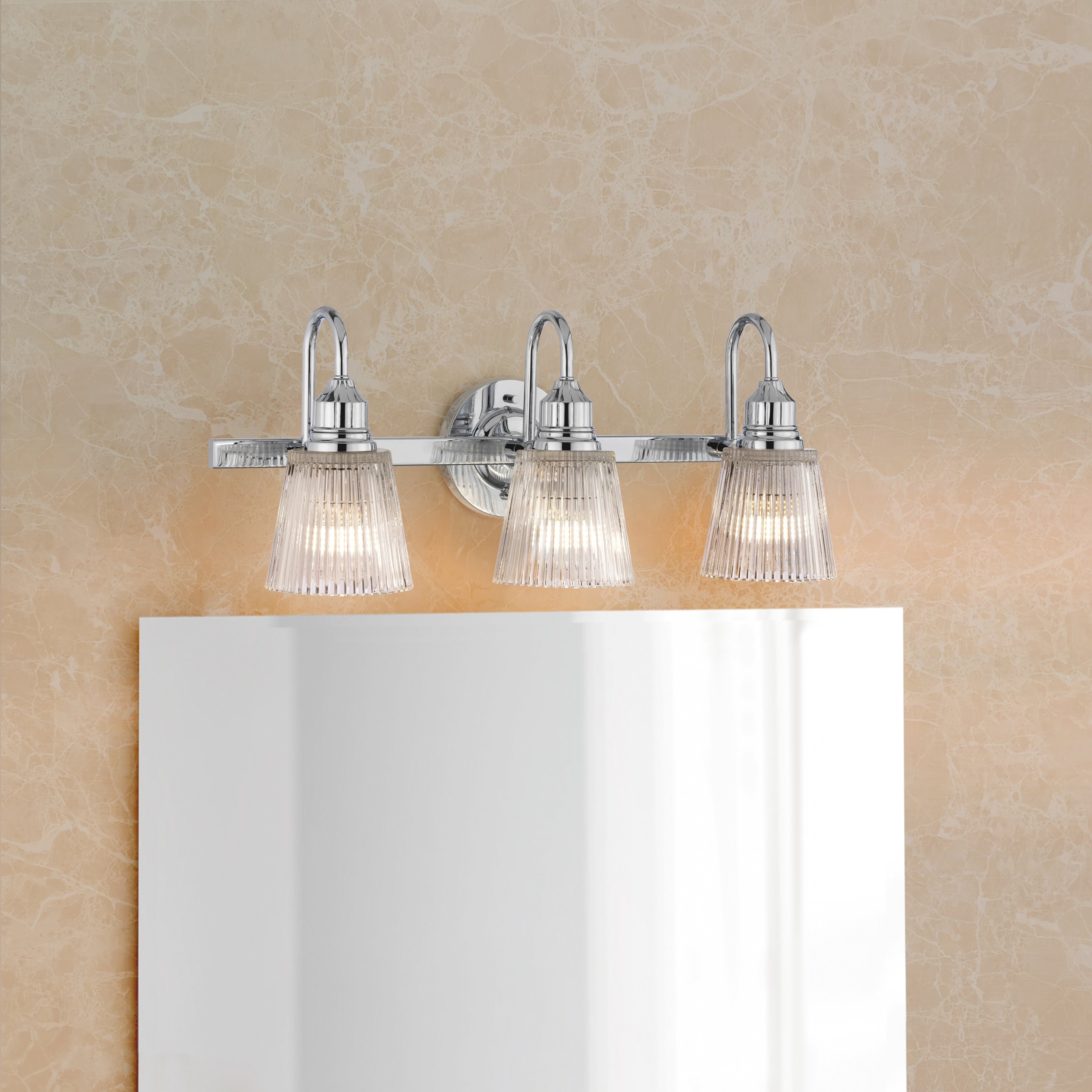 Addison 3 Light Wall Light In Polished Chrome Finish IP44 QN-ADDISON3-BATH