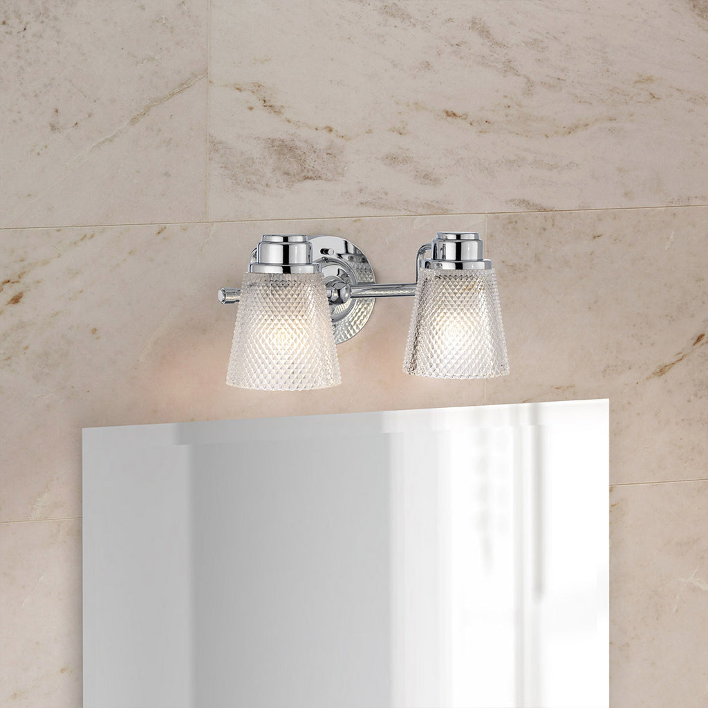 Hudson 2 Light Bathroom Wall Light In Polished Chrome Finish QN-HUDSON2-BATH