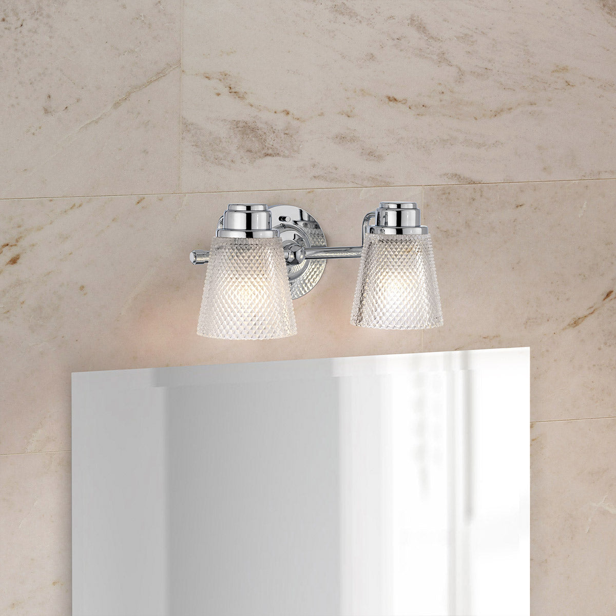 Hudson 2 Light Bathroom Wall Light In Polished Chrome Finish QN-HUDSON2-BATH