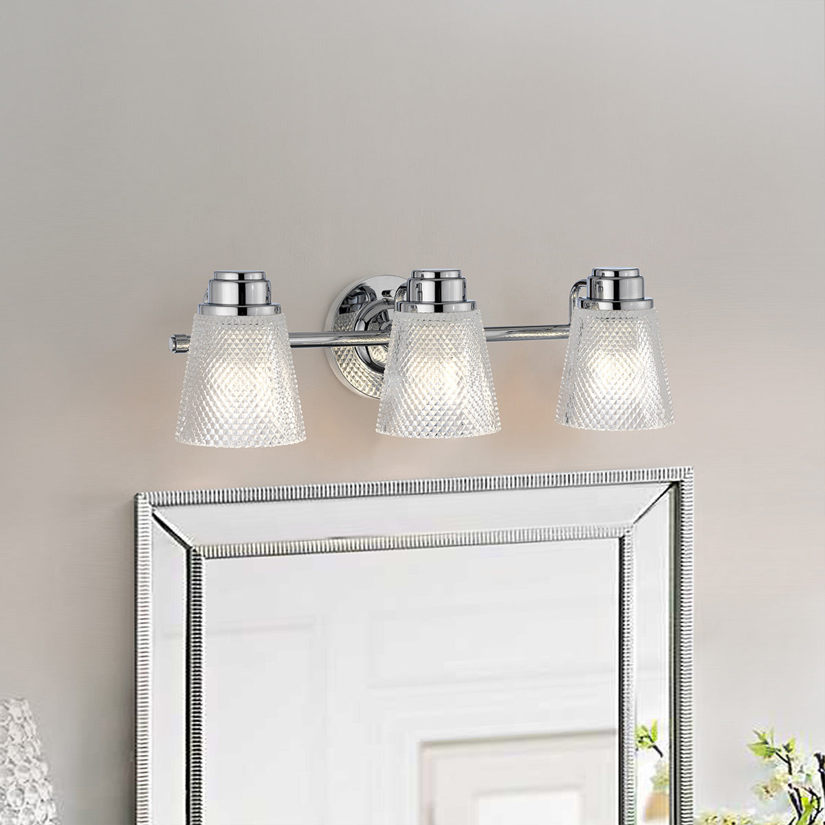 Hudson 3 Light Bathroom Wall Light In Polished Chrome Finish QN-HUDSON3-BATH