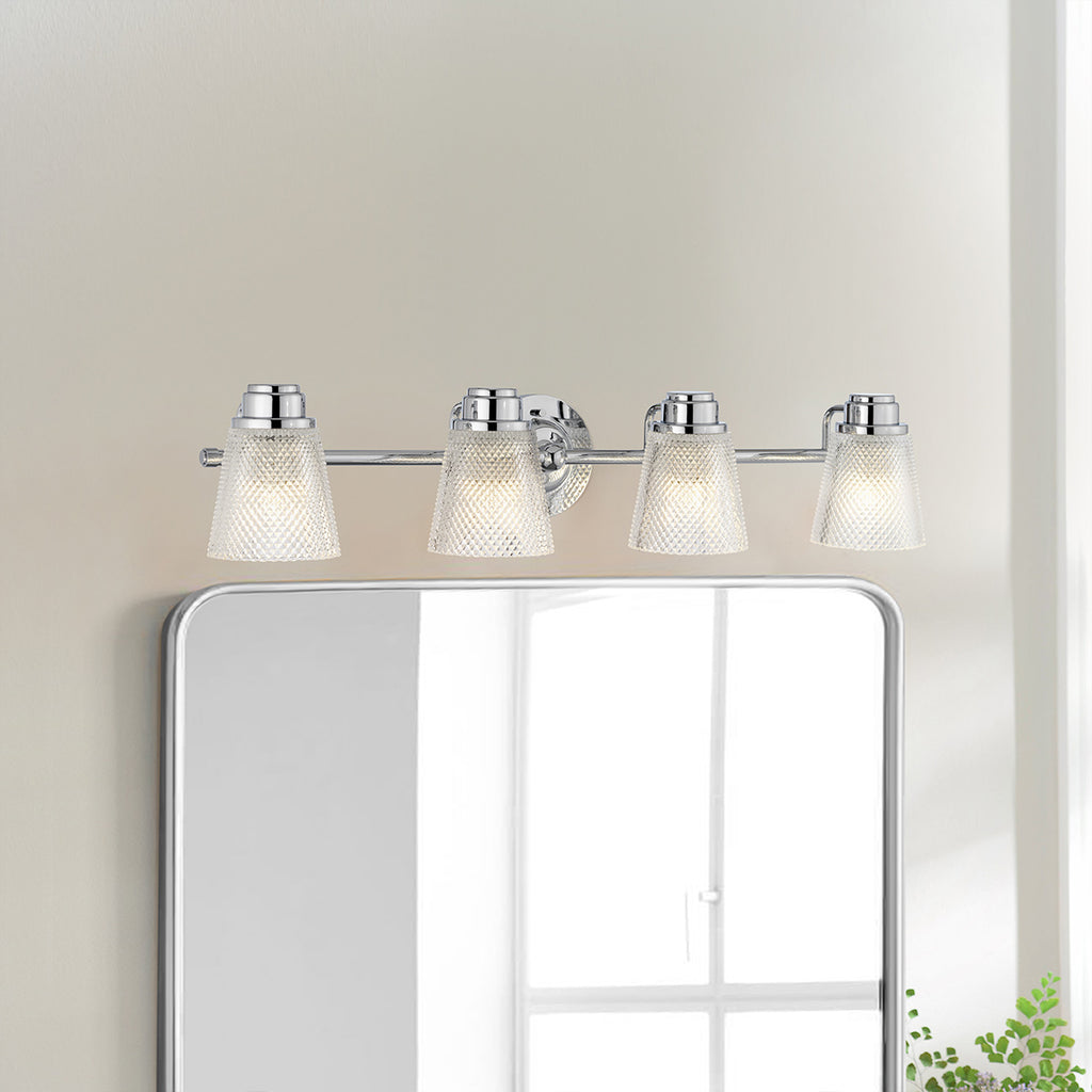 Hudson 4 Light Bathroom Wall Light In Polished Chrome Finish QN-HUDSON4-BATH