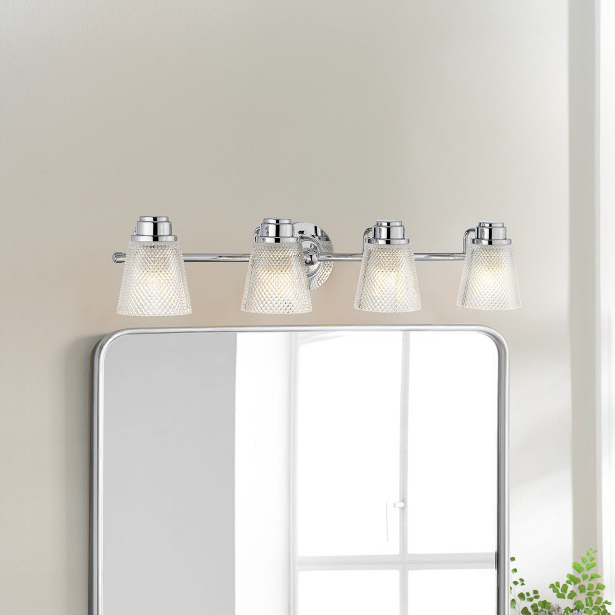 Hudson 4 Light Bathroom Wall Light In Polished Chrome Finish QN-HUDSON4-BATH