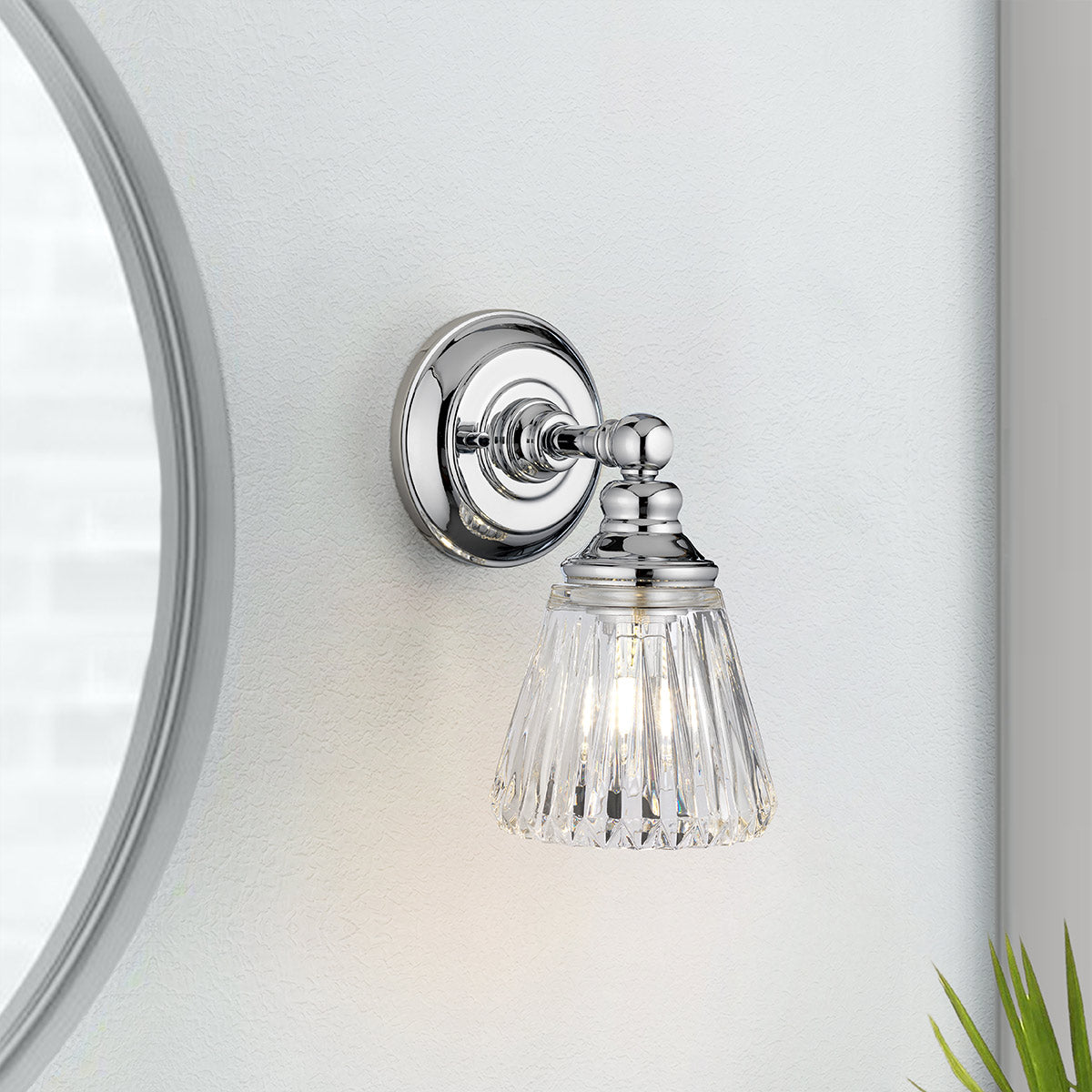 Keynes 1 Light Bathroom Wall Light In Polished Chrome Finish QN-KEYNES1-BATH