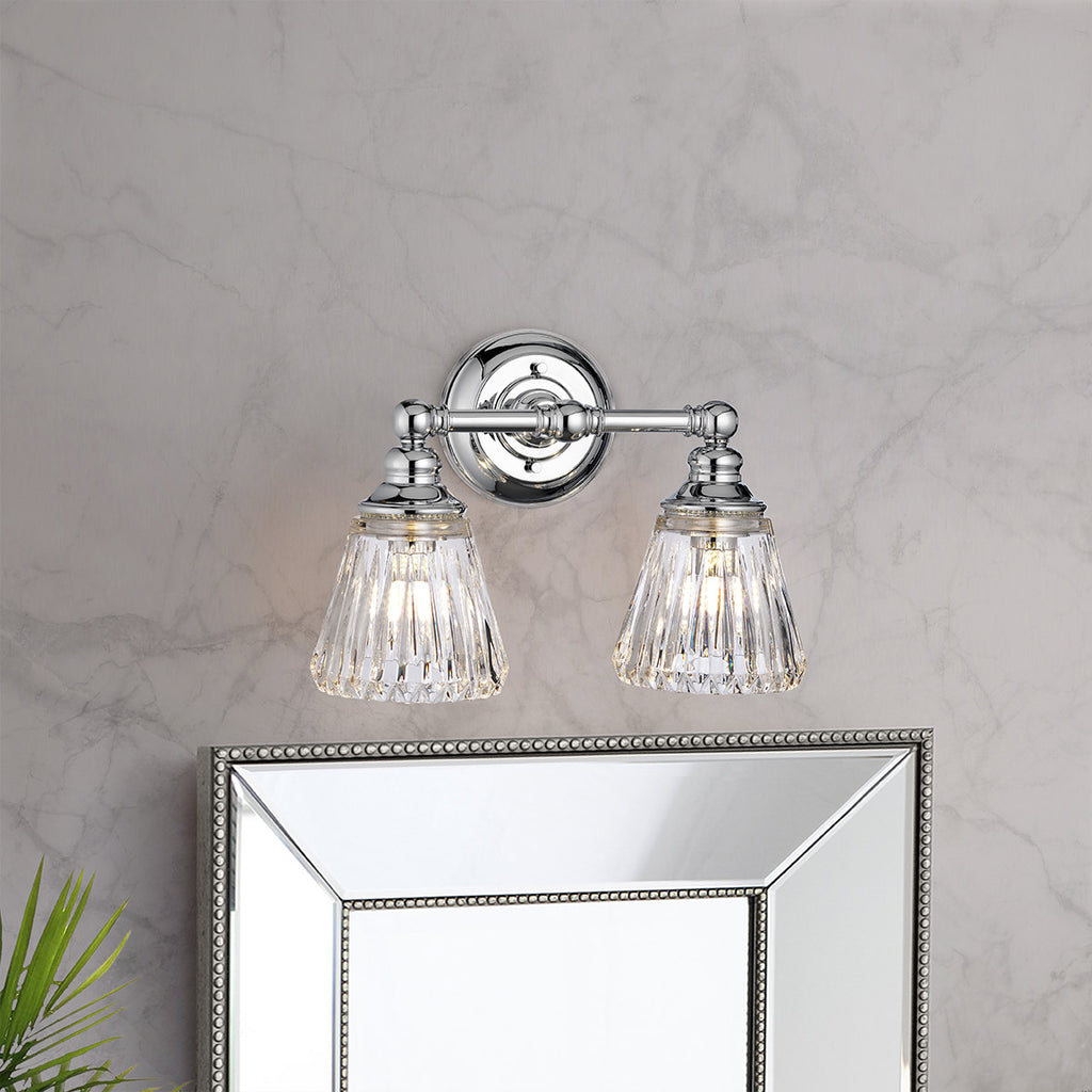 Keynes 2 Light Bathroom Wall Light In Polished Chrome Finish QN-KEYNES2-BATH