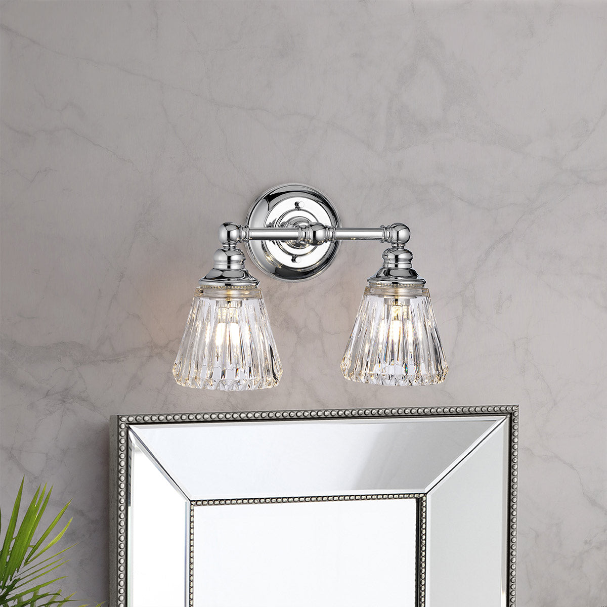 Keynes 2 Light Bathroom Wall Light In Polished Chrome Finish QN-KEYNES2-BATH