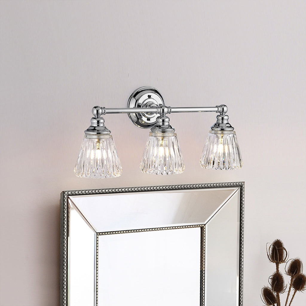 Keynes 3 Light Bathroom Wall Light In Polished Chrome Finish QN-KEYNES3-BATH