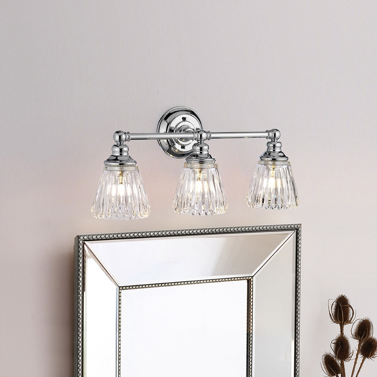 Keynes 3 Light Bathroom Wall Light In Polished Chrome Finish QN-KEYNES3-BATH