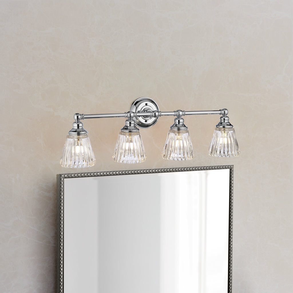 Keynes 4 Light Bathroom Wall Light In Polished Chrome Finish QN-KEYNES4-BATH