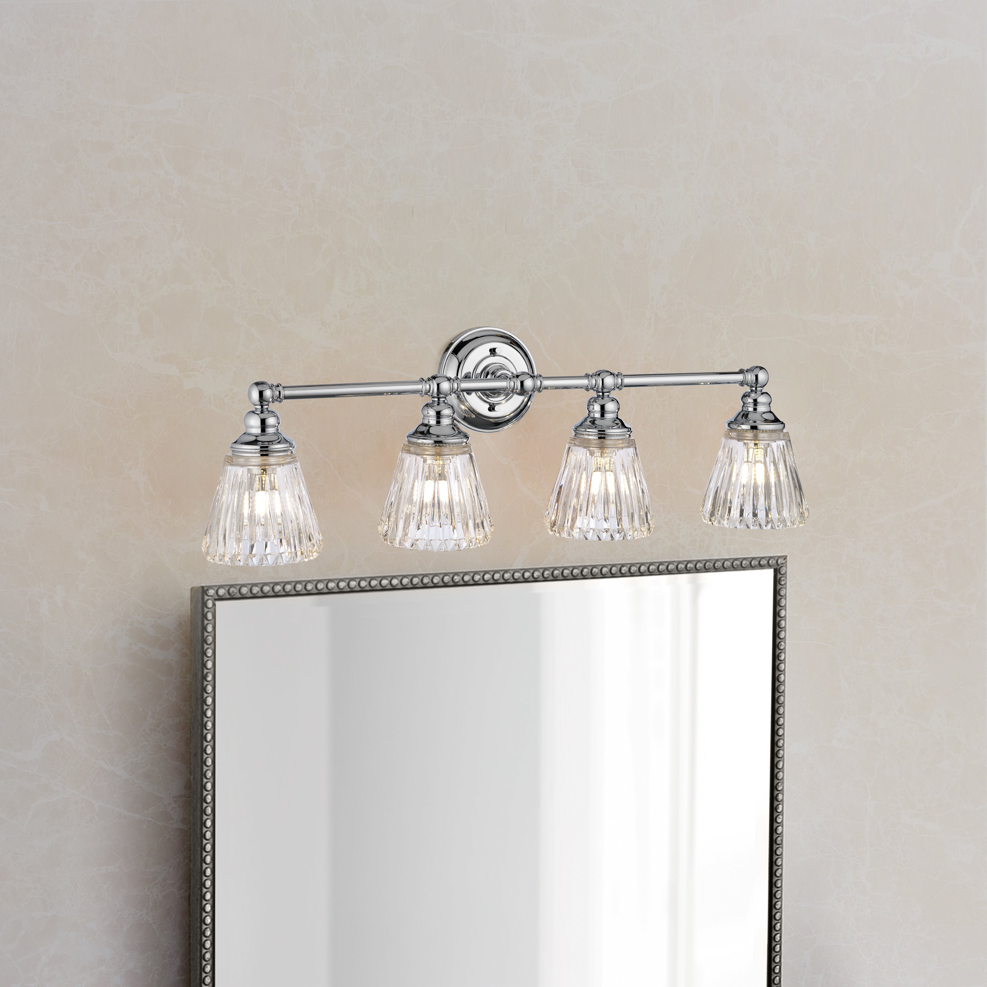 Keynes 4 Light Bathroom Wall Light In Polished Chrome Finish QN-KEYNES4-BATH